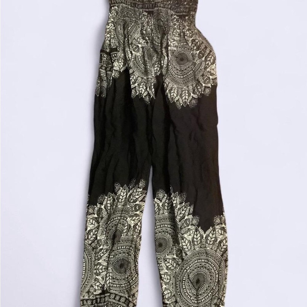 Boho Black and Cream Women's Pants